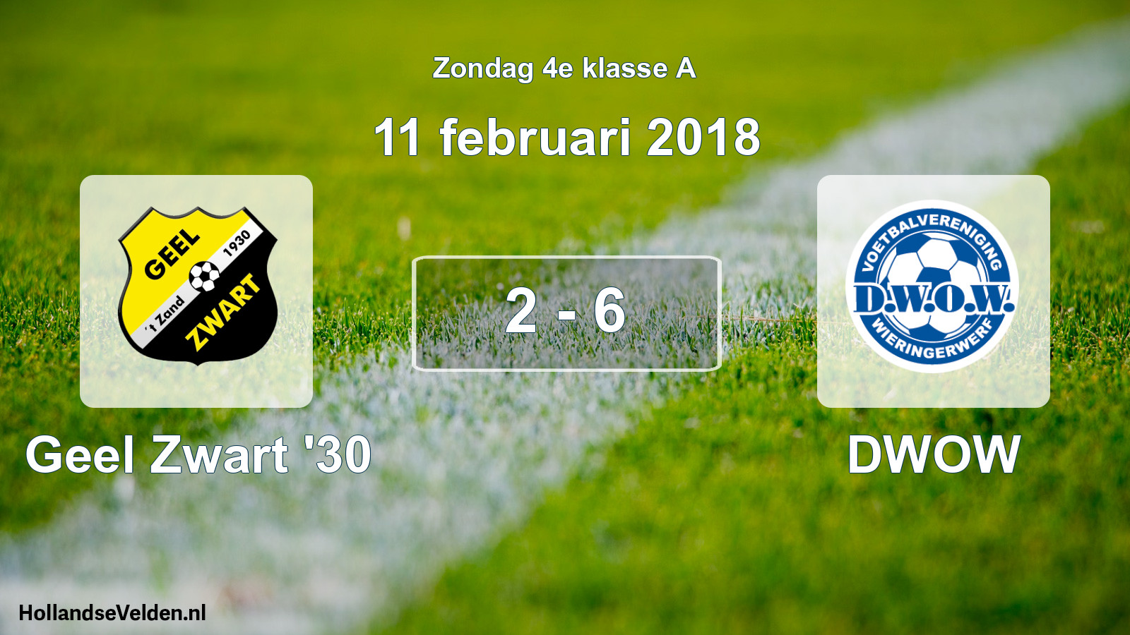 Total number of matches played: Geel Zwart '30 - DWOW 2 - 6 (11 February 2018)