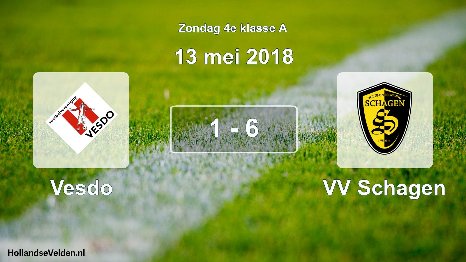 Total number of matches played: Vesdo - VV Schagen 1 - 6 (13 May 2018)