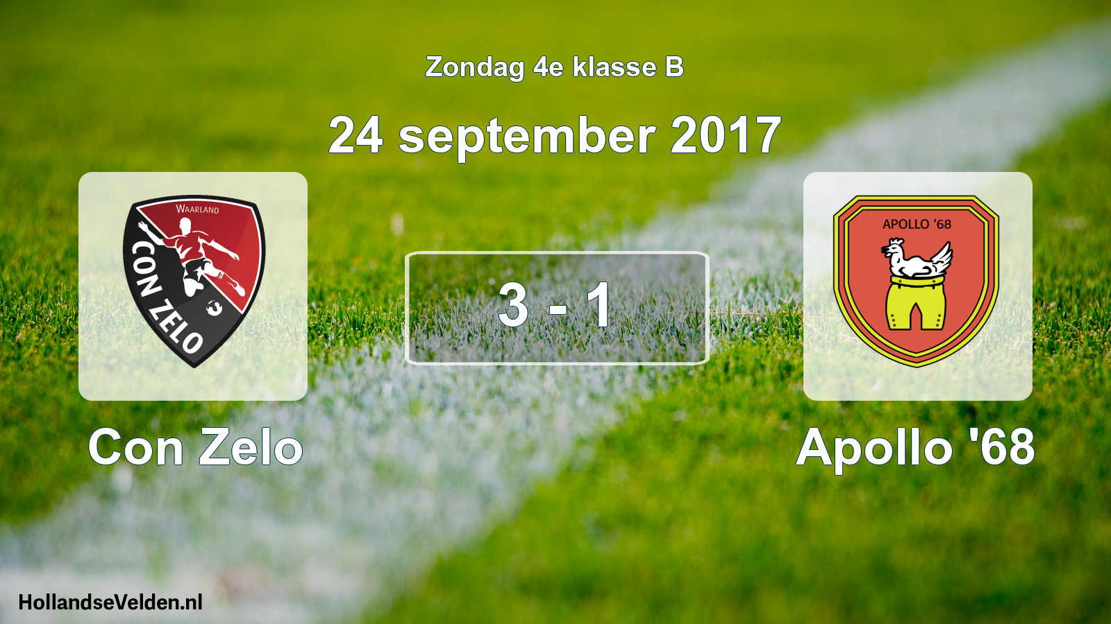 Total number of matches played: Con Zelo - Apollo '68 3 - 1 (24 September 2017)