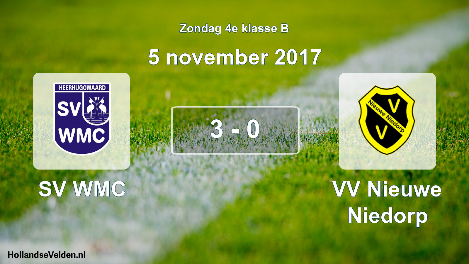 Total number of matches played: SV WMC - VV Nieuwe Niedorp 3 - 0 (5 November 2017)