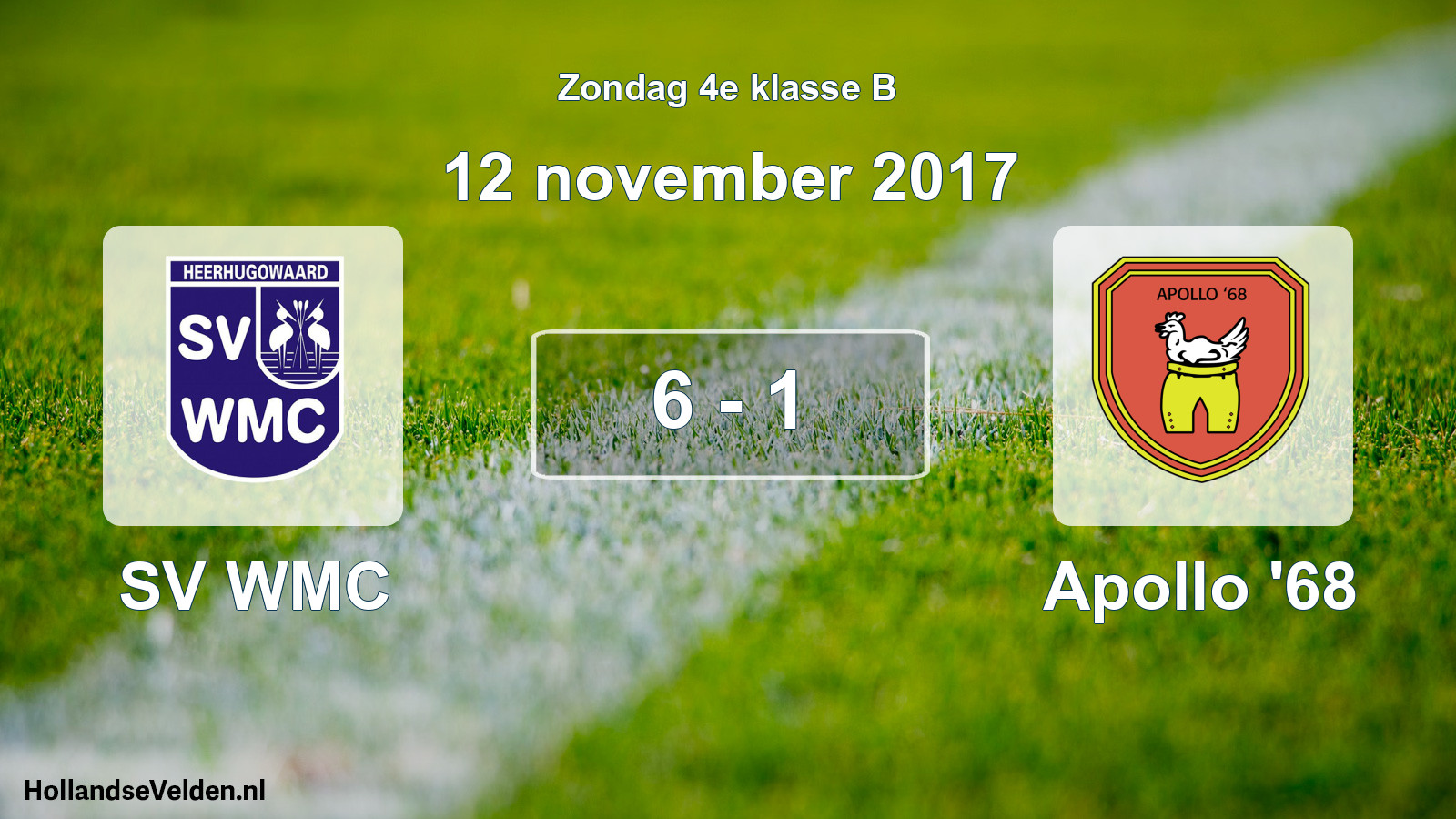 Total number of matches played: SV WMC - Apollo '68 6 - 1 (12 November 2017)