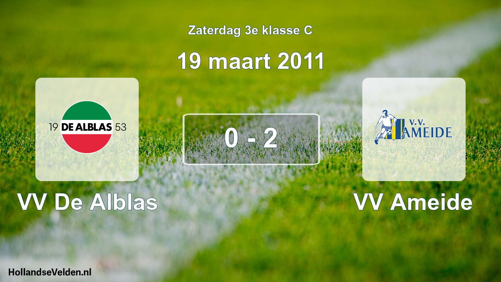 Total number of matches played: VV De Alblas - VV Ameide 0 - 2 (19 March 2011)