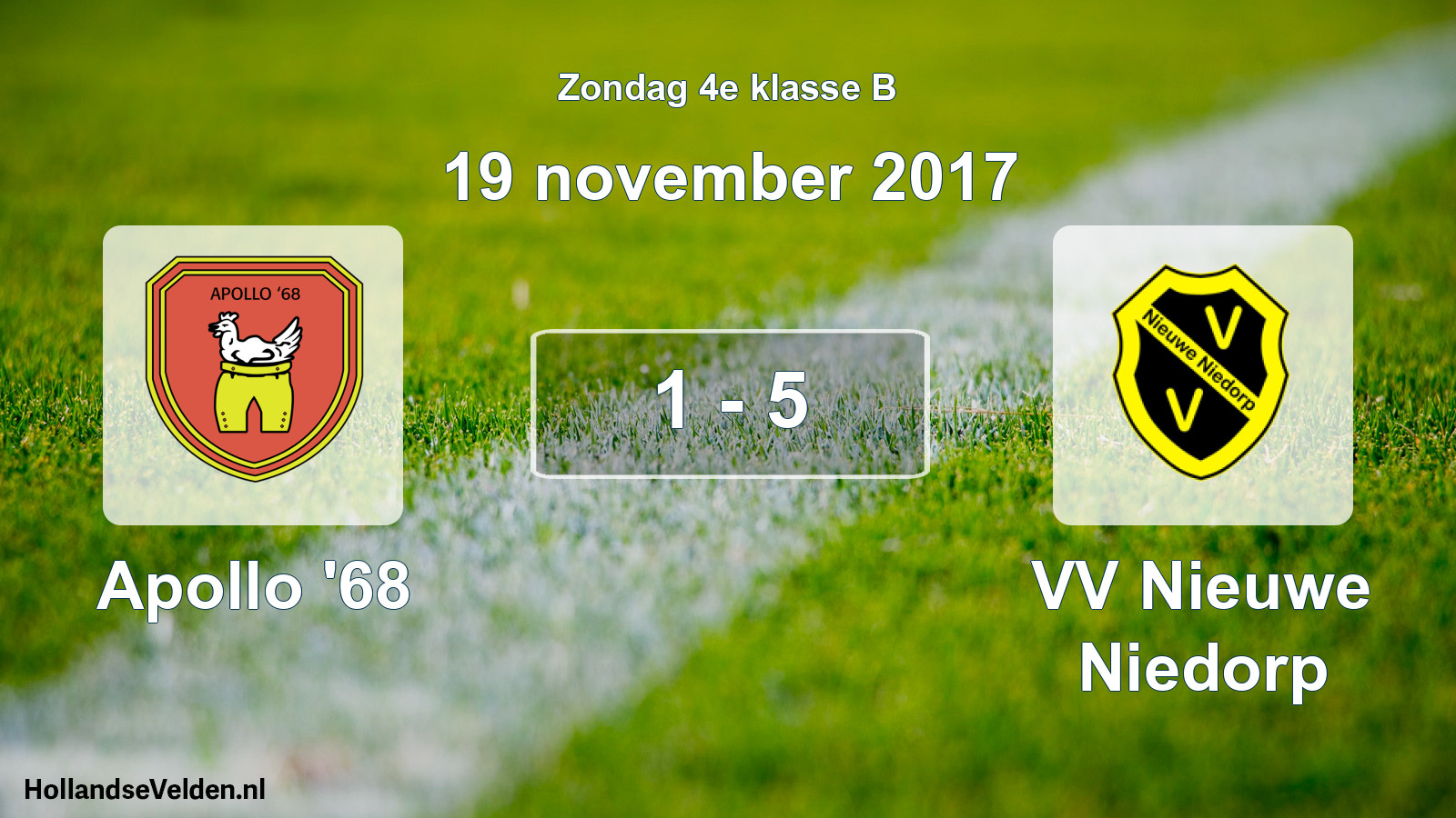 Total number of matches played: Apollo '68 - VV Nieuwe Niedorp 1 - 5 (19 November 2017)