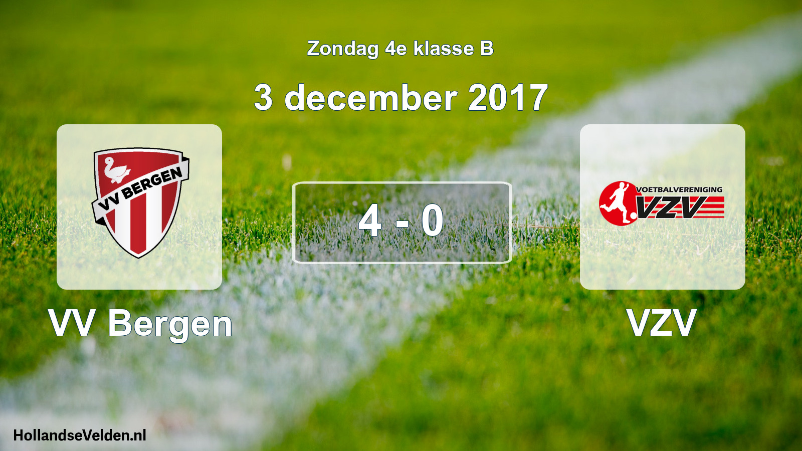 Total number of matches played: VV Bergen - VZV 4 - 0 (3 December 2017)