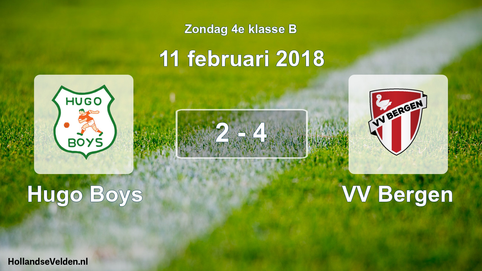 Total number of matches played: Hugo Boys - VV Bergen 2 - 4 (11 February 2018)