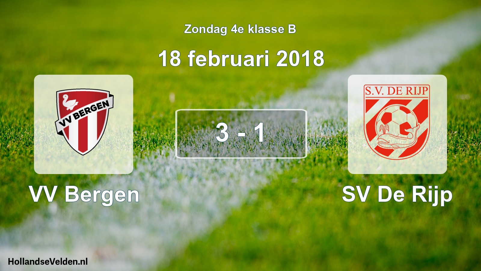 Total number of matches played: VV Bergen - SV De Rijp 3 - 1 (18 February 2018)