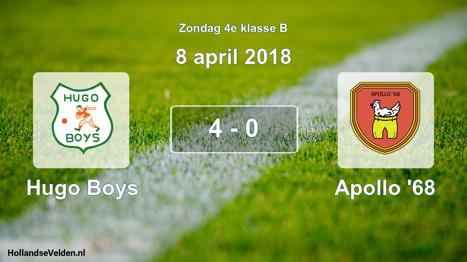 Total number of matches played: Hugo Boys - Apollo '68 4 - 0 (8 April 2018)