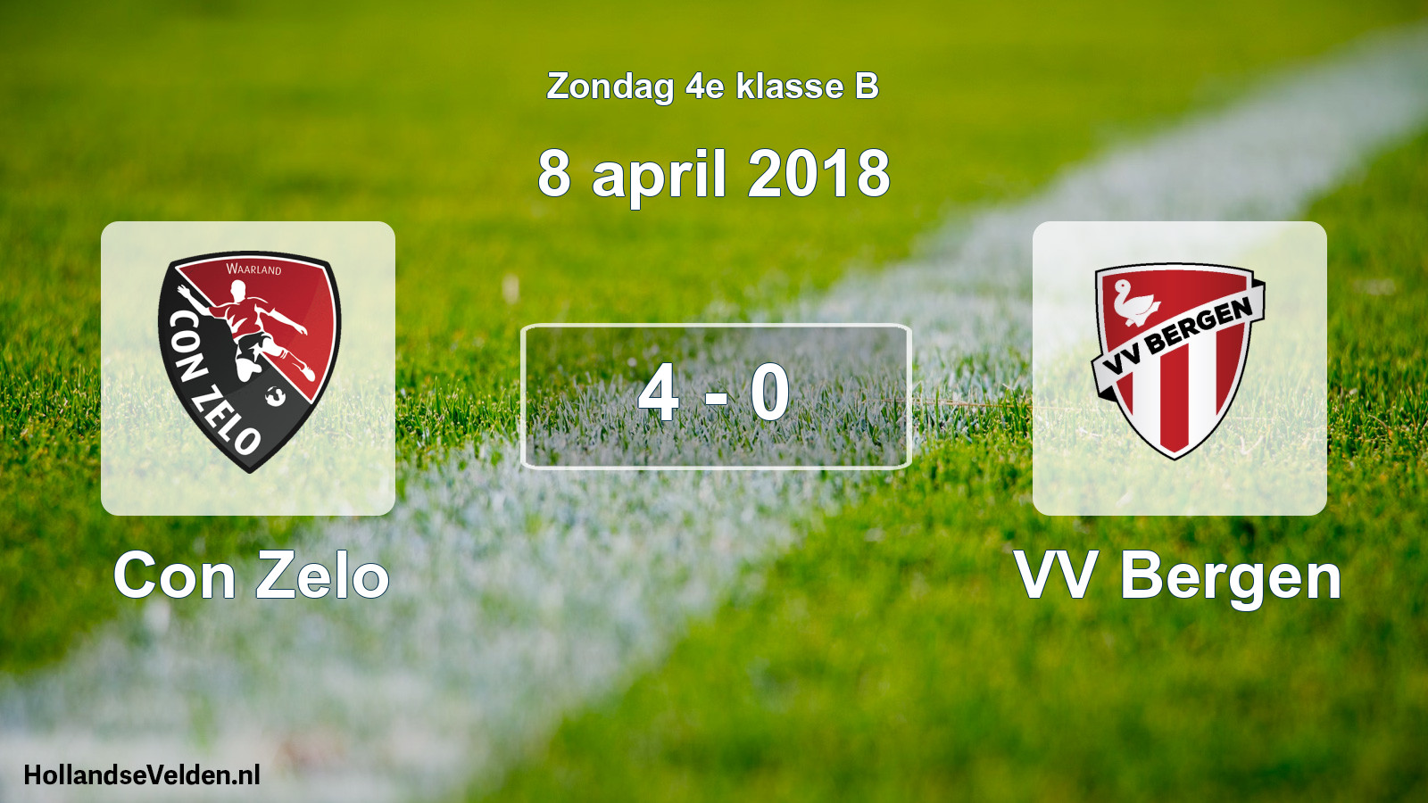 Total number of matches played: Con Zelo - VV Bergen 4 - 0 (8 April 2018)