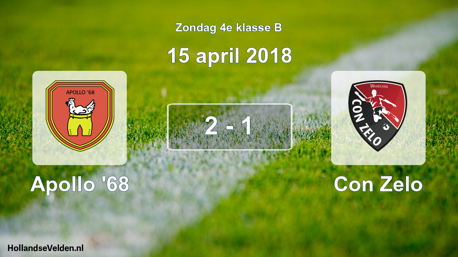 Total number of matches played: Apollo '68 - Con Zelo 2 - 1 (15 April 2018)