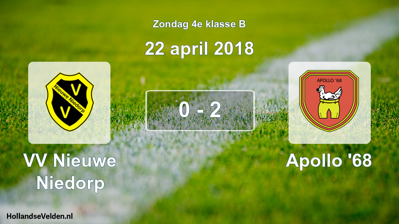 Total number of matches played: VV Nieuwe Niedorp - Apollo '68 0 - 2 (22 April 2018)