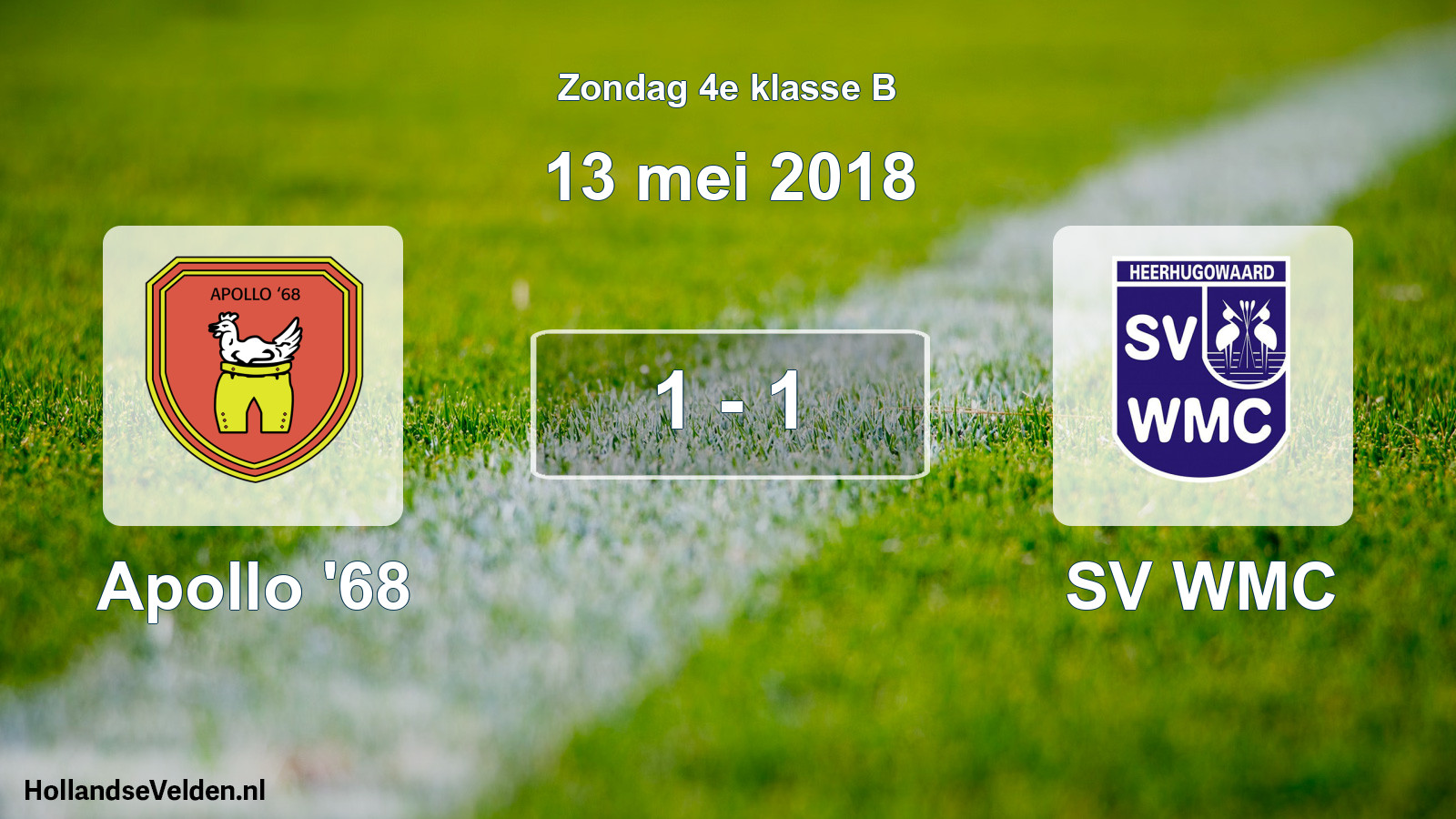 Total number of matches played: Apollo '68 - SV WMC 1 - 1 (13 May 2018)