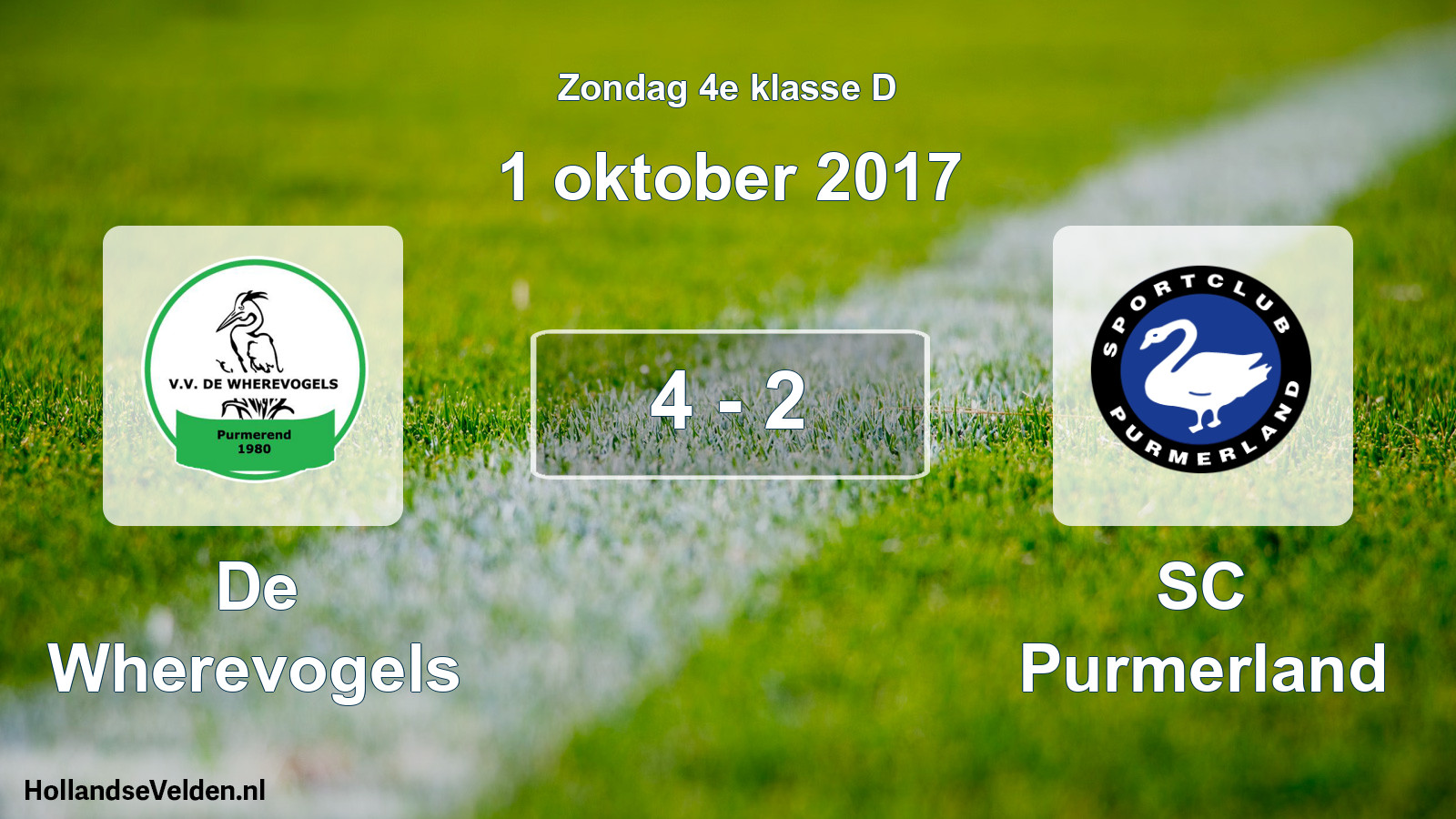 Total number of matches played: De Wherevogels - SC Purmerland 4 - 2 (1 October 2017)
