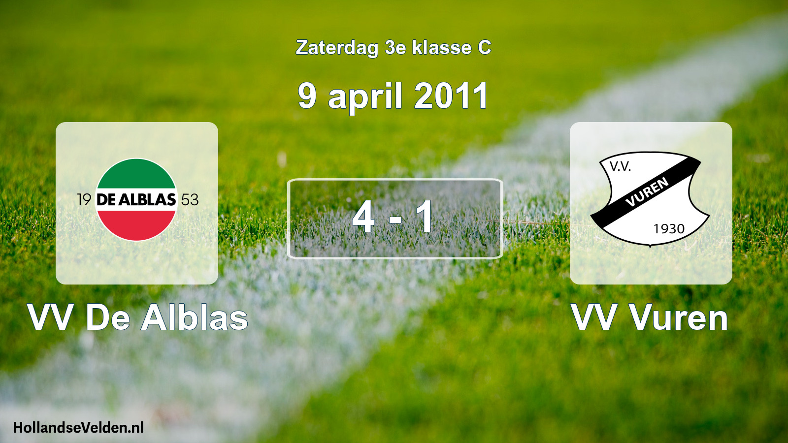 Total number of matches played: VV De Alblas - VV Vuren 4 - 1 (9 April 2011)