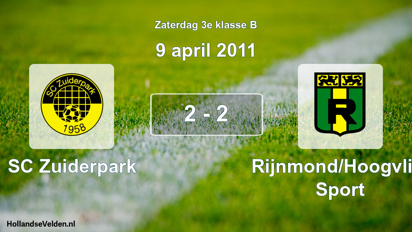Total number of matches played: SC Zuiderpark - Rijnmond/Hoogvliet Sport 2 - 2 (9 April 2011)