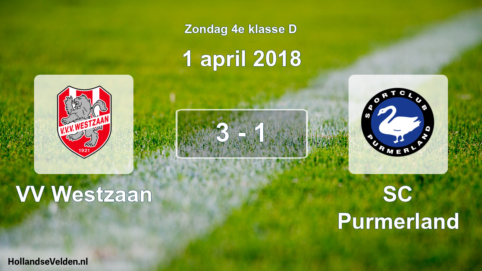 Total number of matches played: VV Westzaan - SC Purmerland 3 - 1 (1 April 2018)