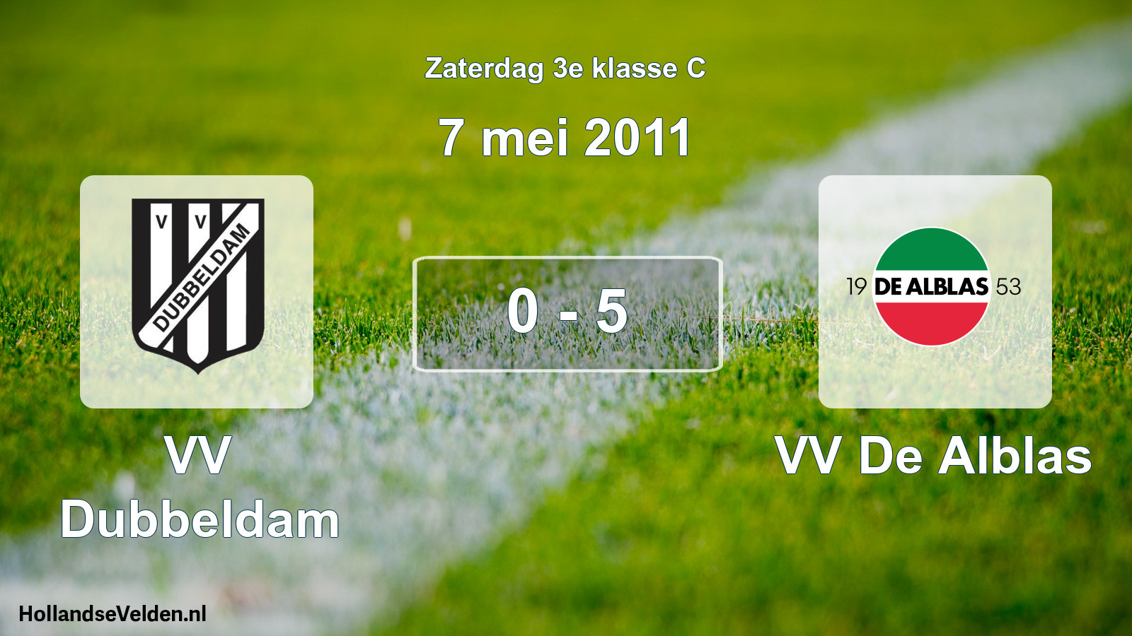 Total number of matches played: VV Dubbeldam - VV De Alblas 0 - 5 (7 May 2011)