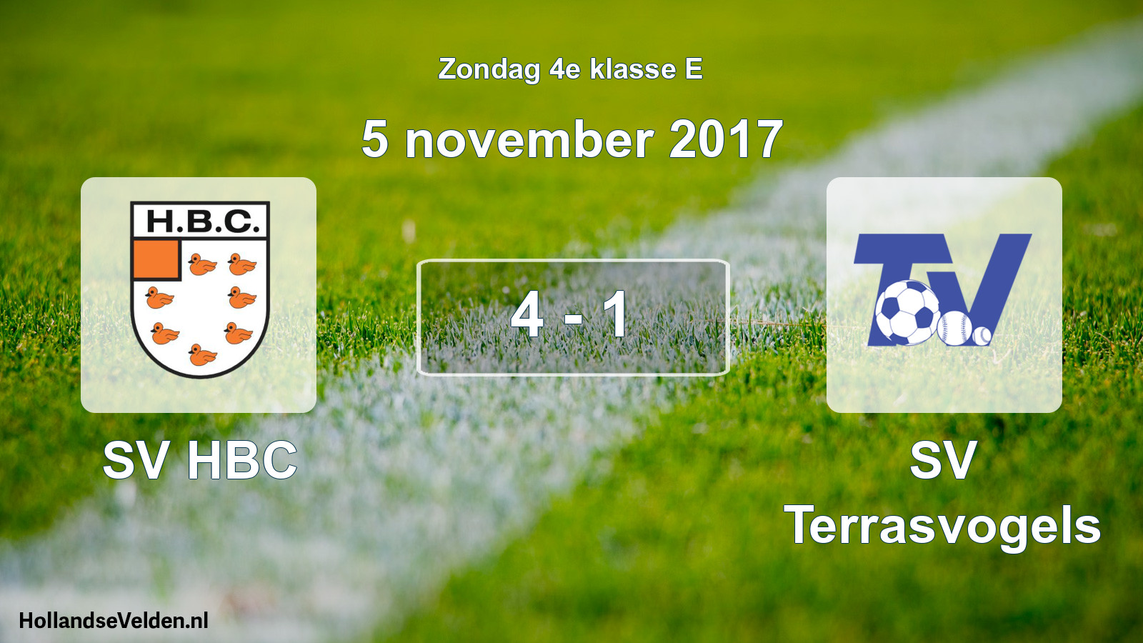 Total number of matches played: SV HBC - SV Terrasvogels 4 - 1 (5 November 2017)