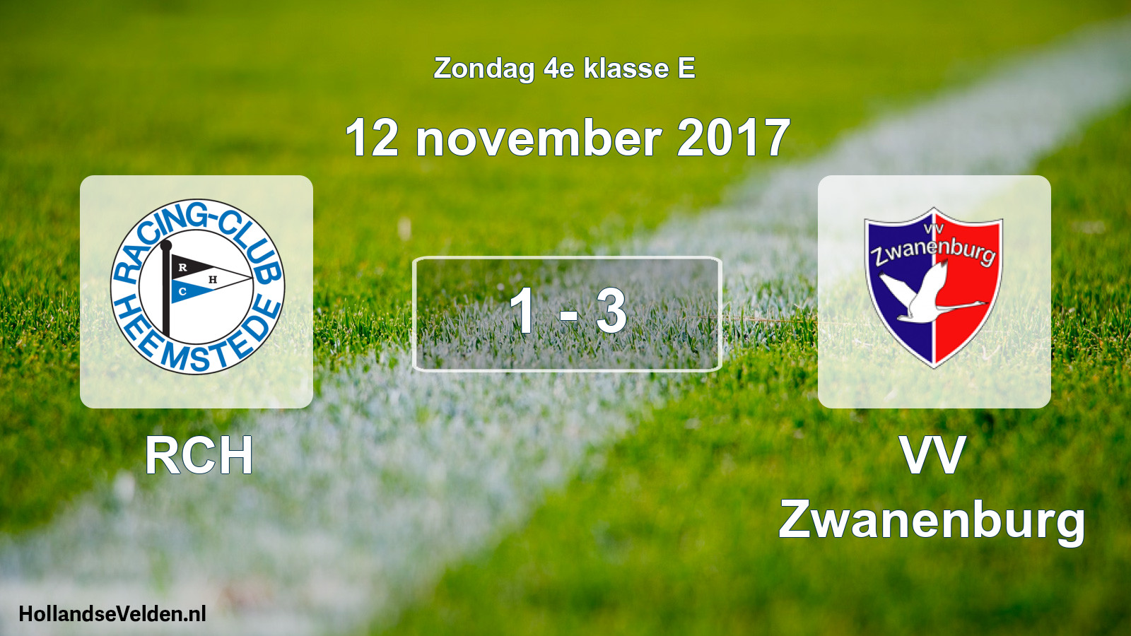 Total number of matches played: RCH - VV Zwanenburg 1 - 3 (12 November 2017)