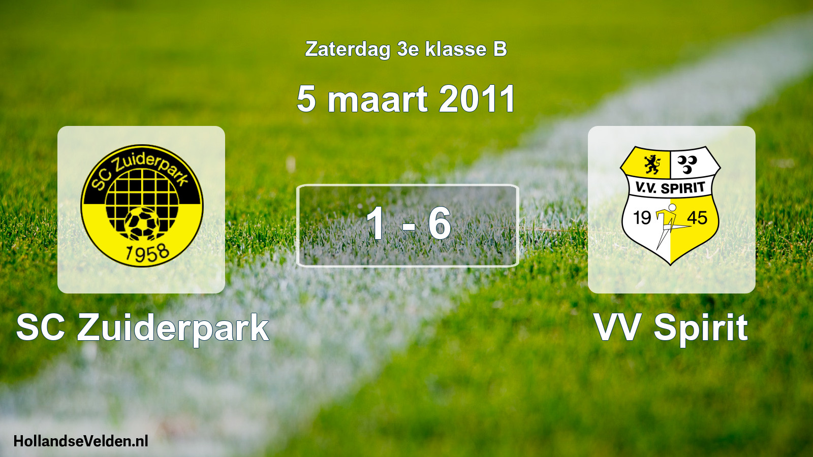 Total number of matches played: SC Zuiderpark - VV Spirit 1 - 6 (5 March 2011)