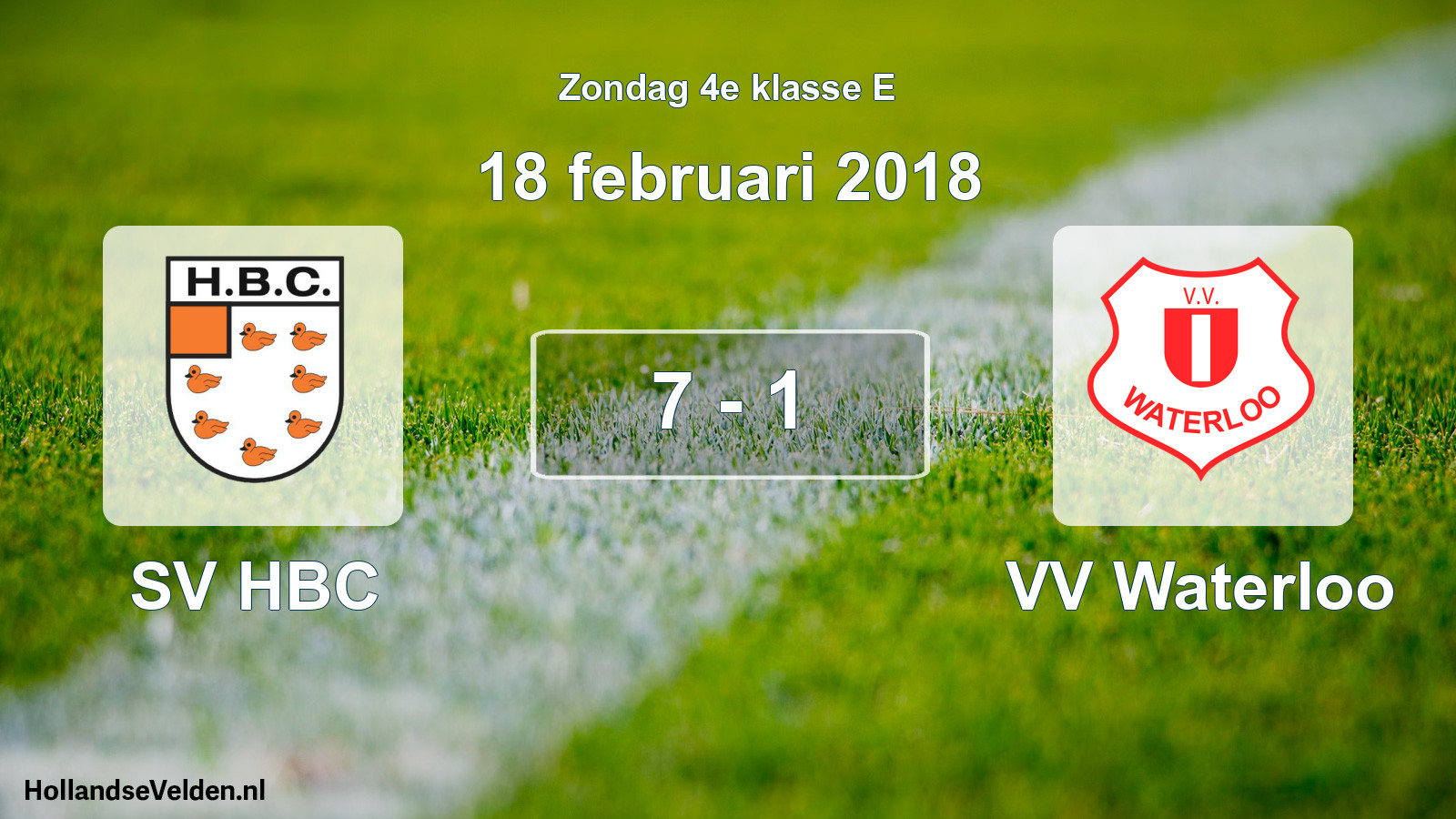 Total number of matches played: SV HBC - VV Waterloo 7 - 1 (18 February 2018)