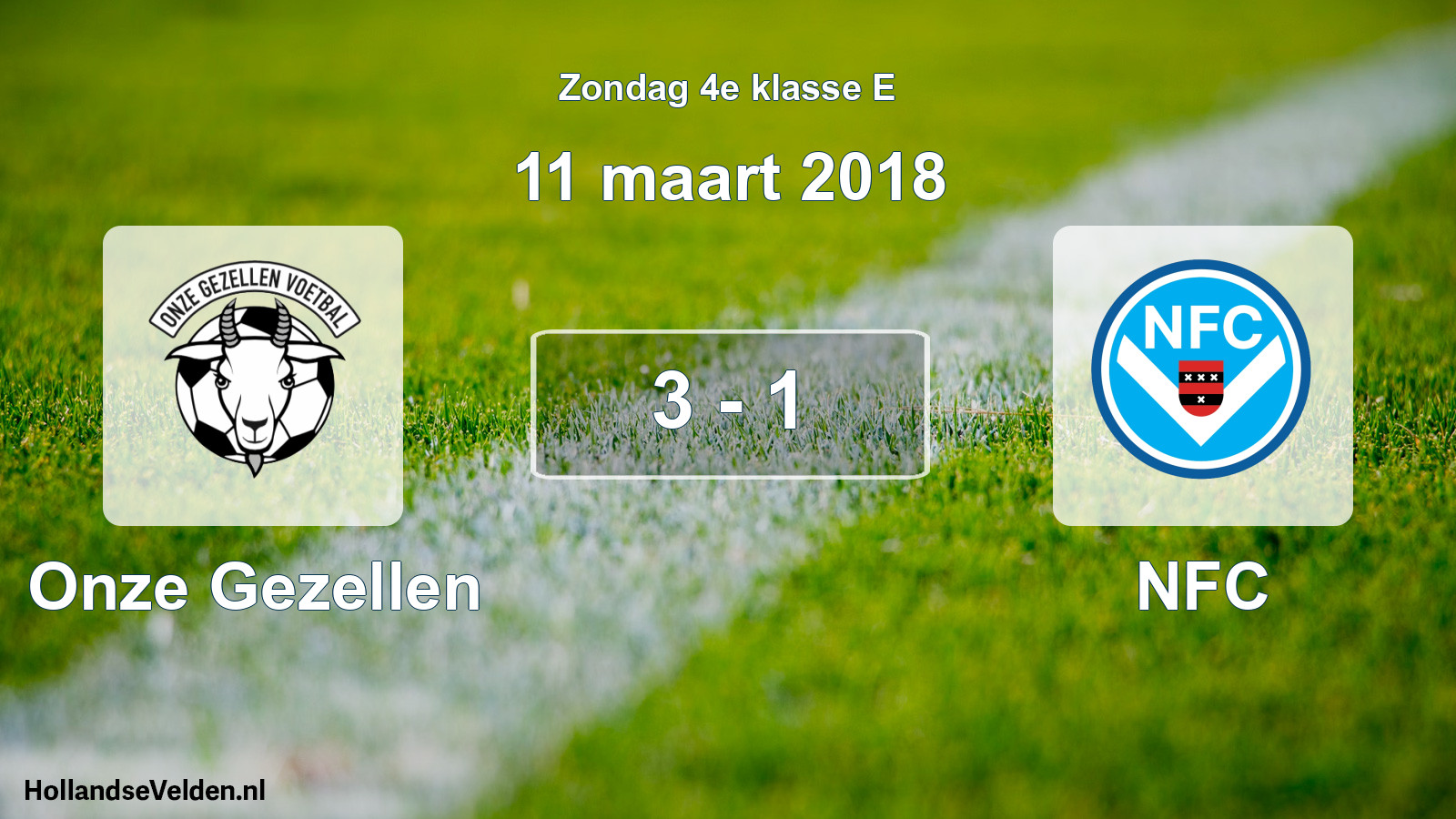 Total number of matches played: Onze Gezellen - NFC 3 - 1 (11 March 2018)