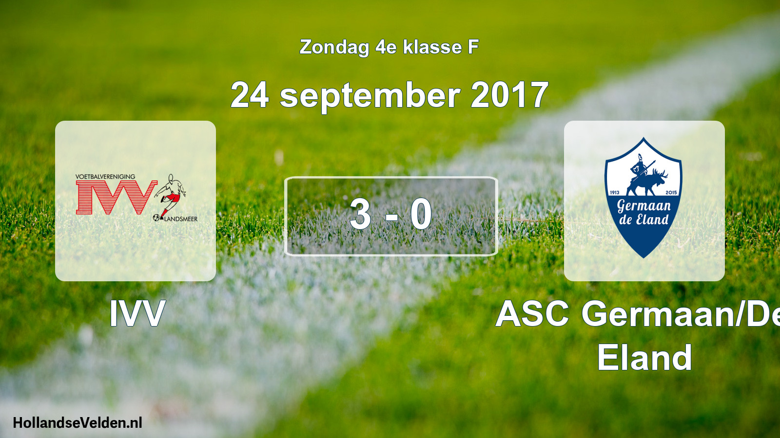 Total number of matches played: IVV - ASC Germaan/De Eland 3 - 0 (24 September 2017)