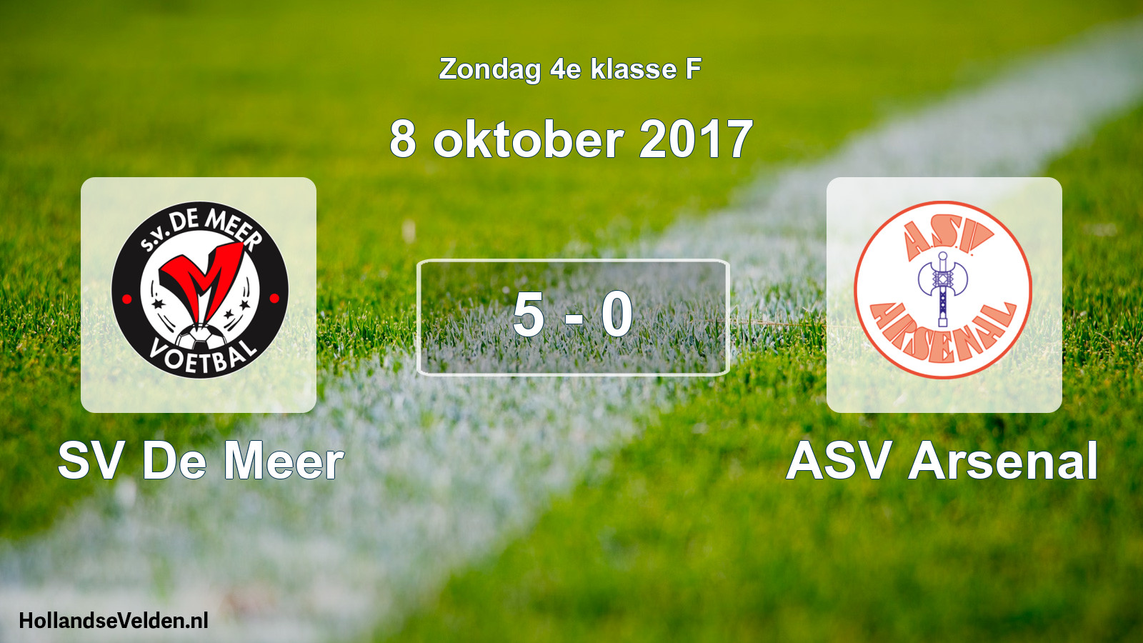 Total number of matches played: SV De Meer - ASV Arsenal 5 - 0 (8 October 2017)