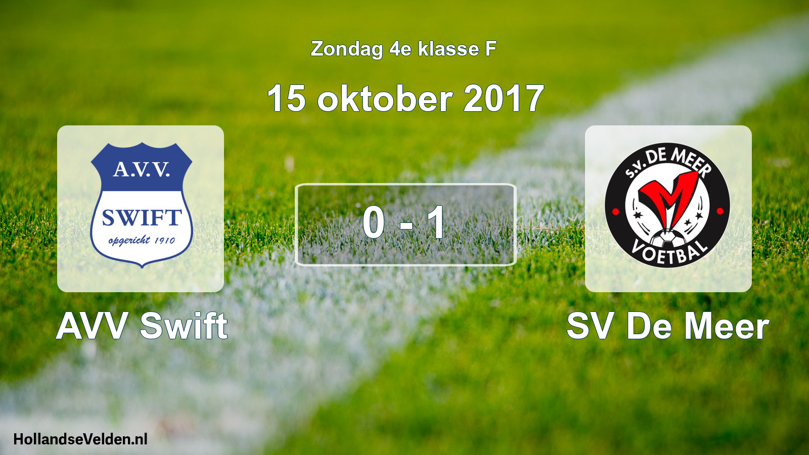 Total number of matches played: AVV Swift - SV De Meer 0 - 1 (15 October 2017)