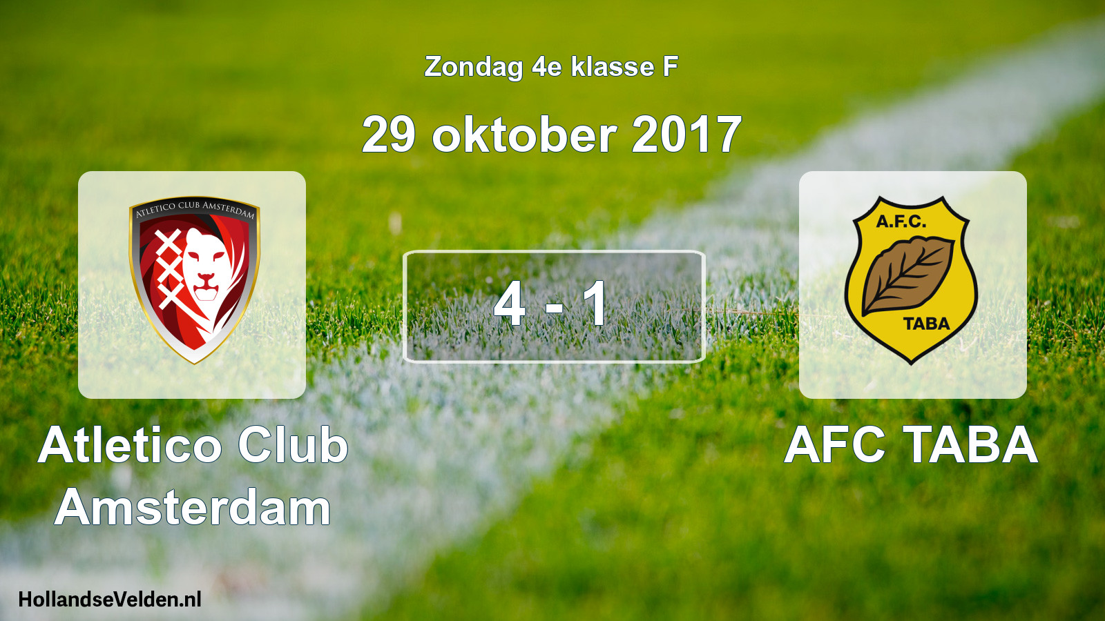 Total number of matches played: Atletico Club Amsterdam - AFC TABA 4 - 1 (29 October 2017)