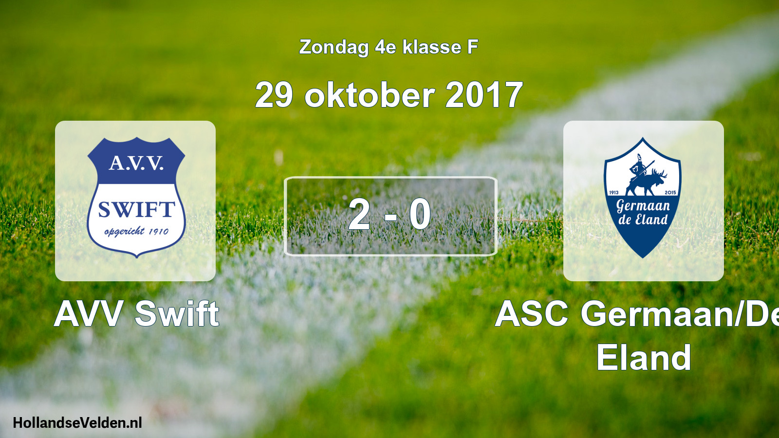 Total number of matches played: AVV Swift - ASC Germaan/De Eland 2 - 0 (29 October 2017)