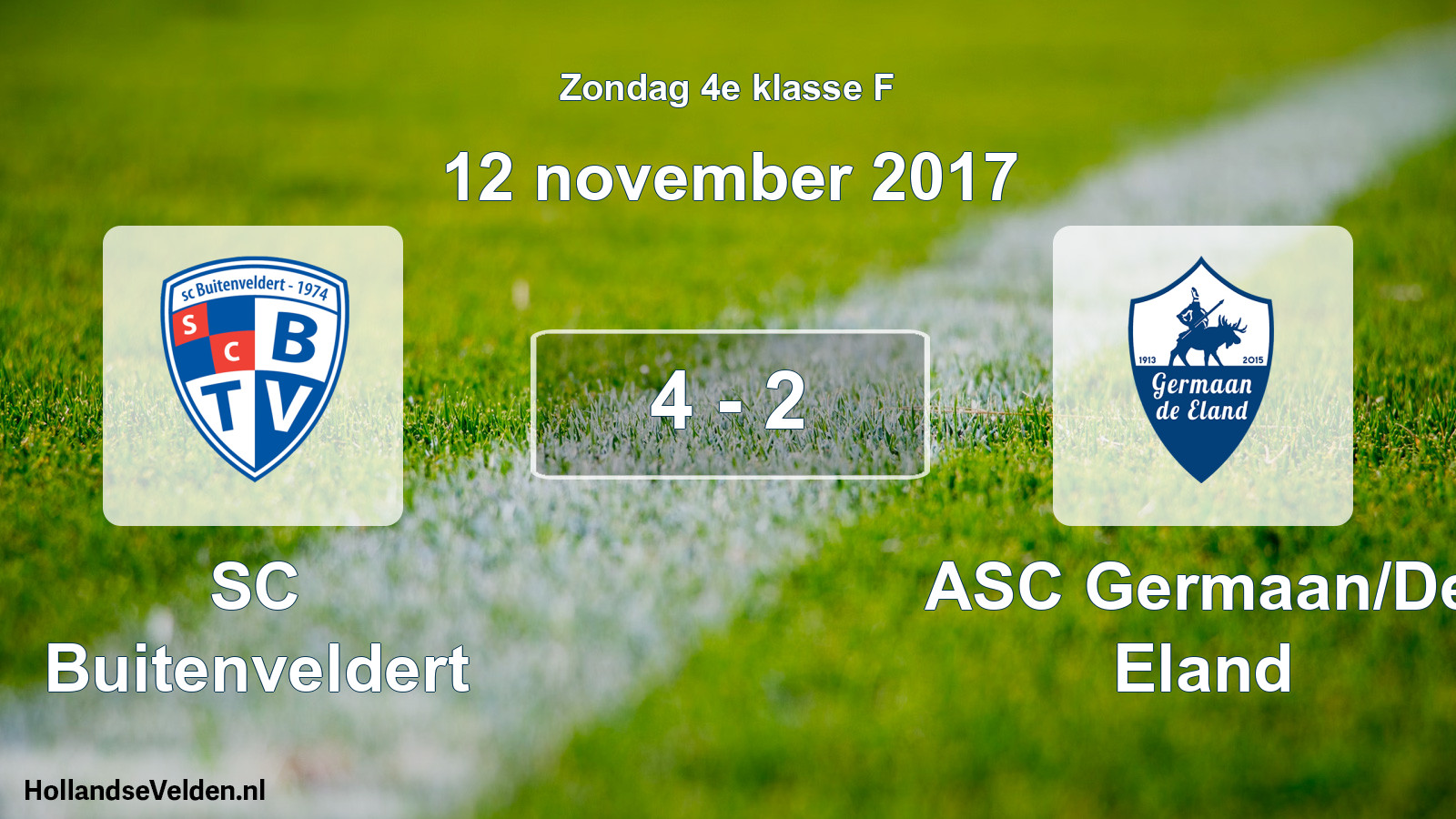 Total number of matches played: SC Buitenveldert - ASC Germaan/De Eland 4 - 2 (12 November 2017)