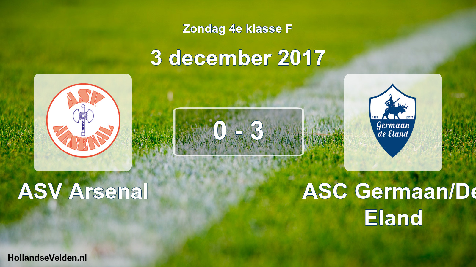 Total number of matches played: ASV Arsenal - ASC Germaan/De Eland 0 - 3 (3 December 2017)
