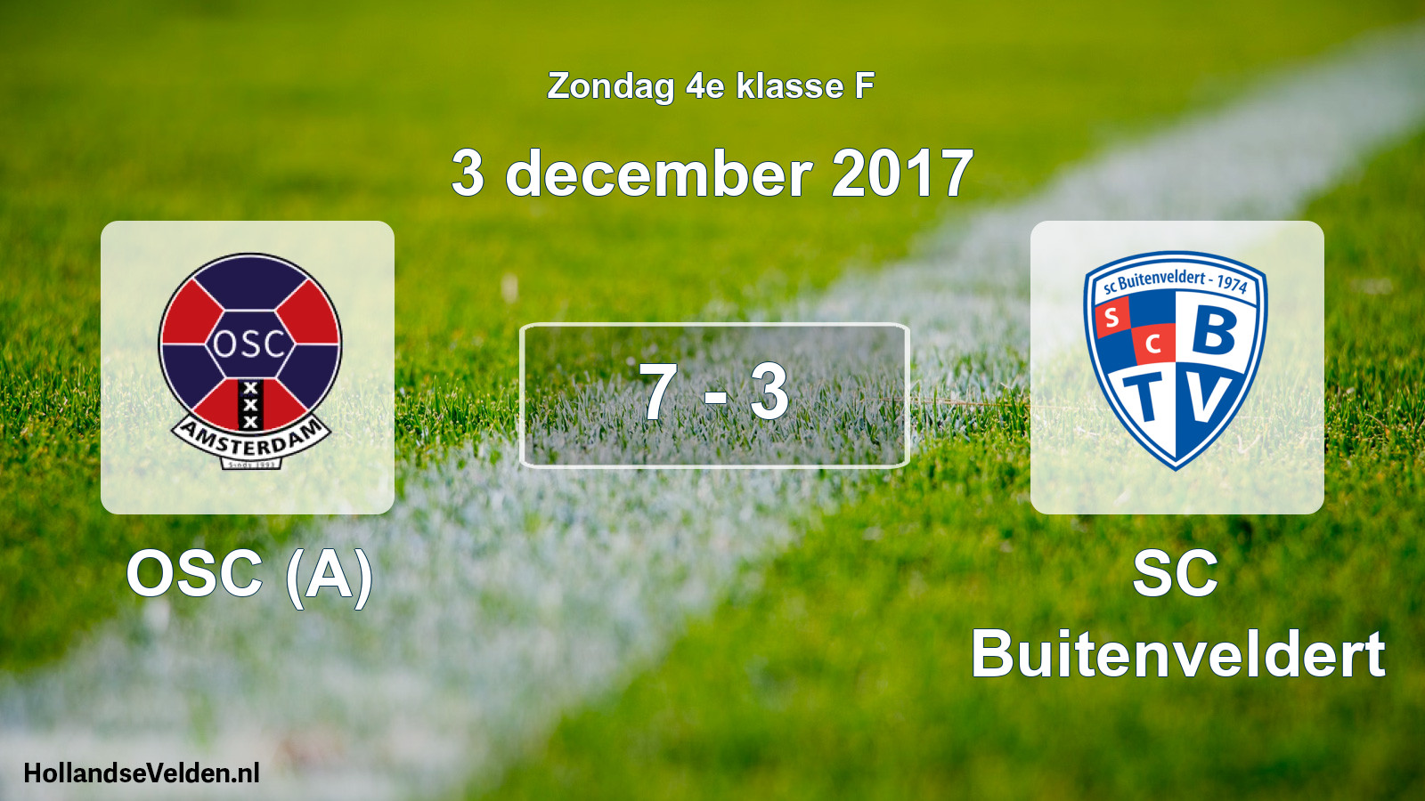 Total number of matches played: OSC (A) - SC Buitenveldert 7 - 3 (3 December 2017)