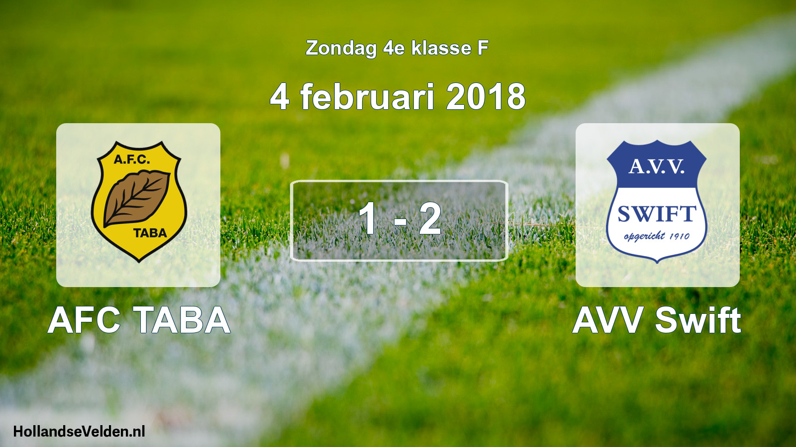 Total number of matches played: AFC TABA - AVV Swift 1 - 2 (4 February 2018)