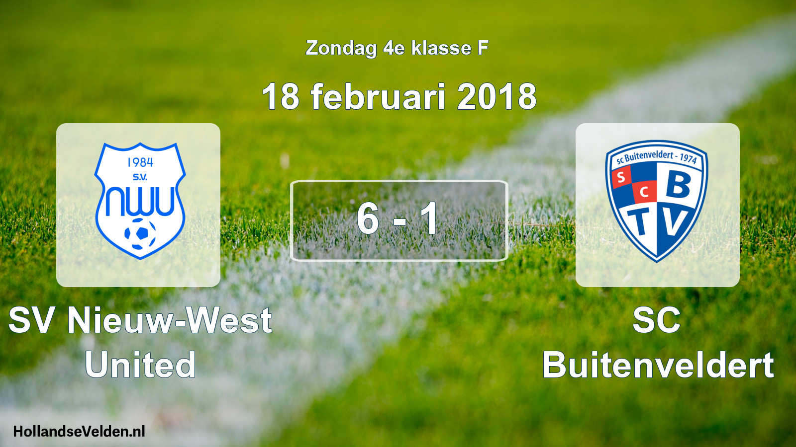 Total number of matches played: SV Nieuw-West United - SC Buitenveldert 6 - 1 (18 February 2018)