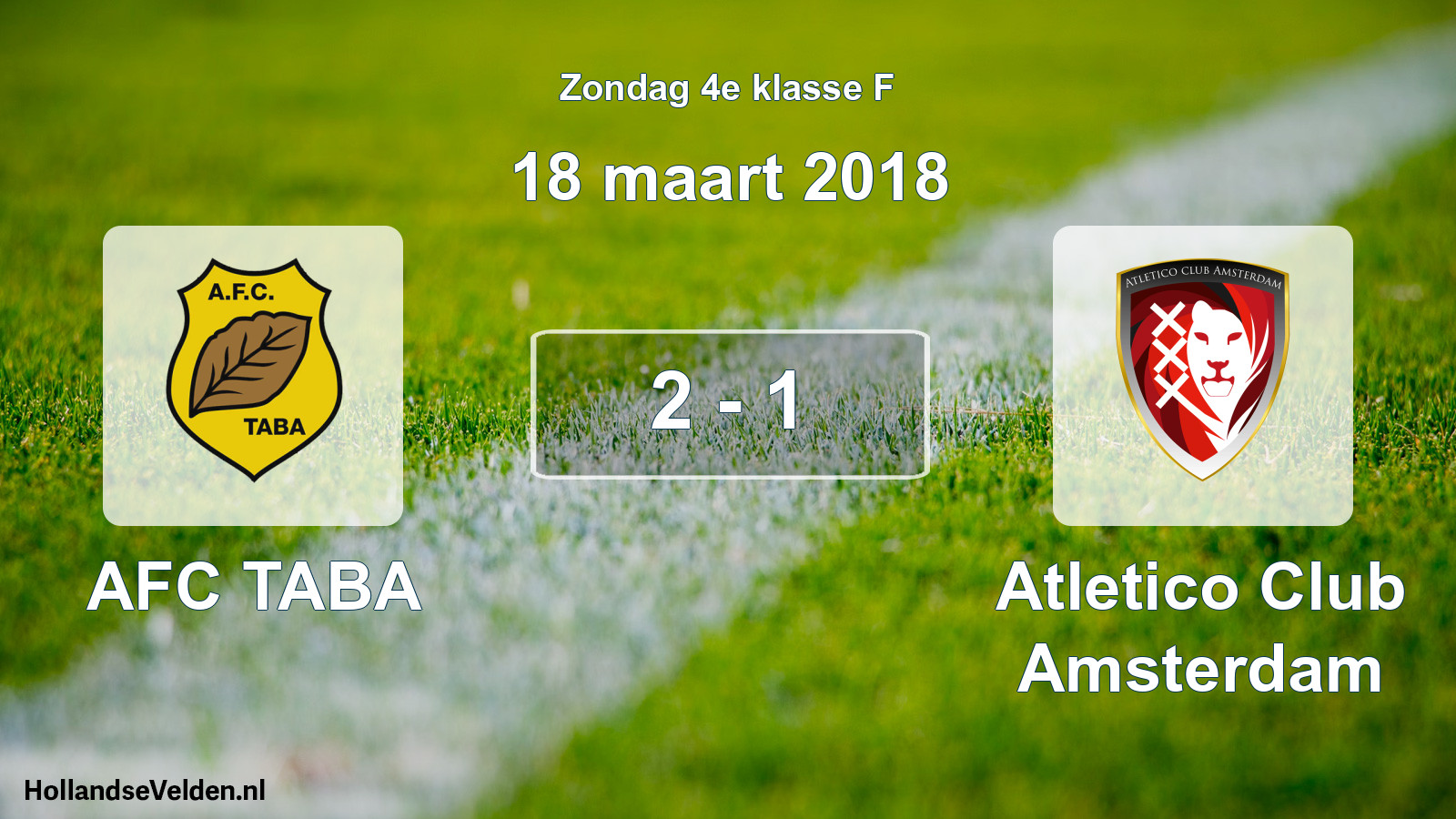 Total number of matches played: AFC TABA - Atletico Club Amsterdam 2 - 1 (18 March 2018)