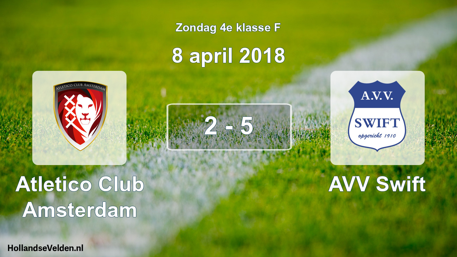 Total number of matches played: Atletico Club Amsterdam - AVV Swift 2 - 5 (8 April 2018)