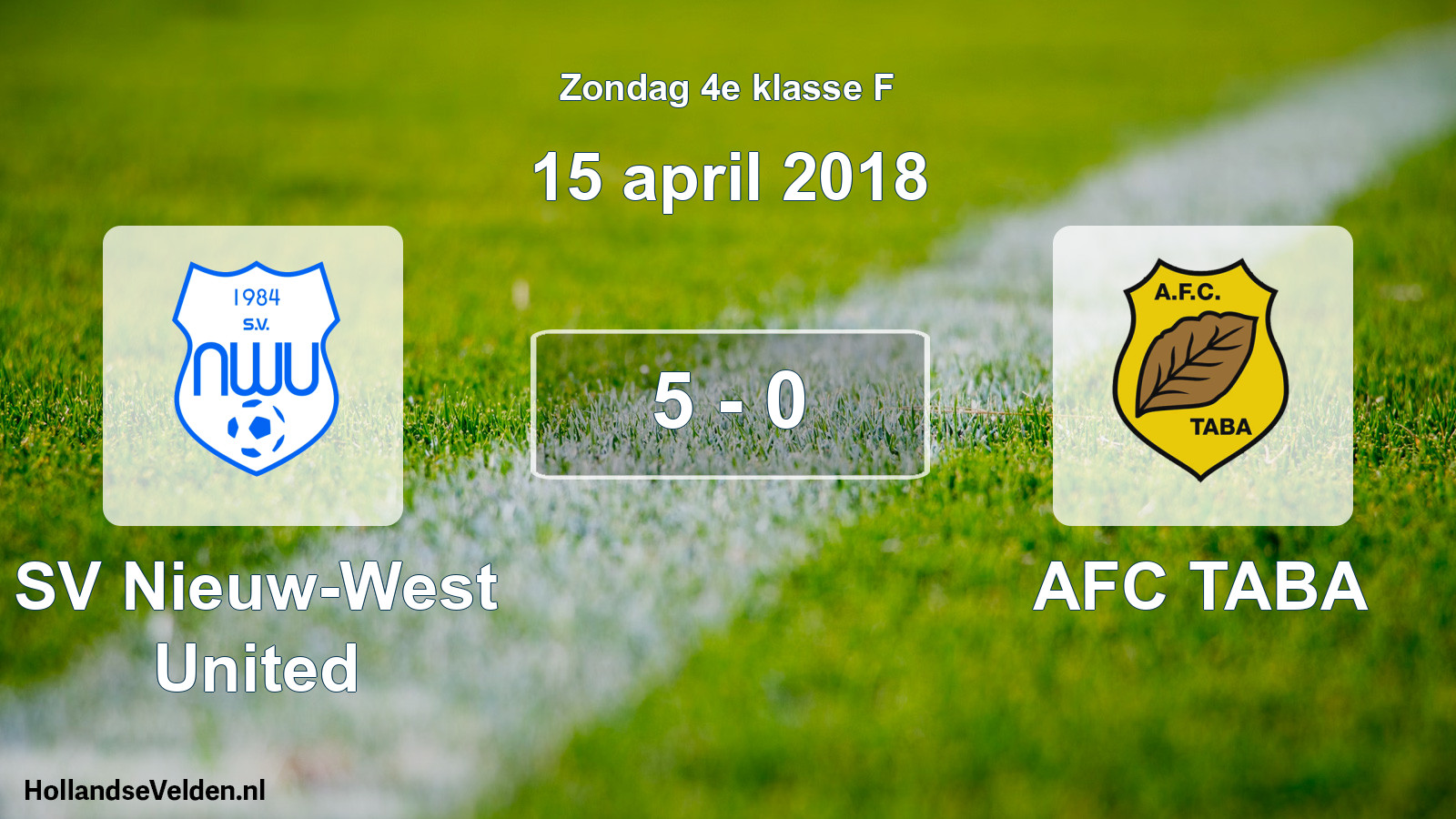 Total number of matches played: SV Nieuw-West United - AFC TABA 5 - 0 (15 April 2018)