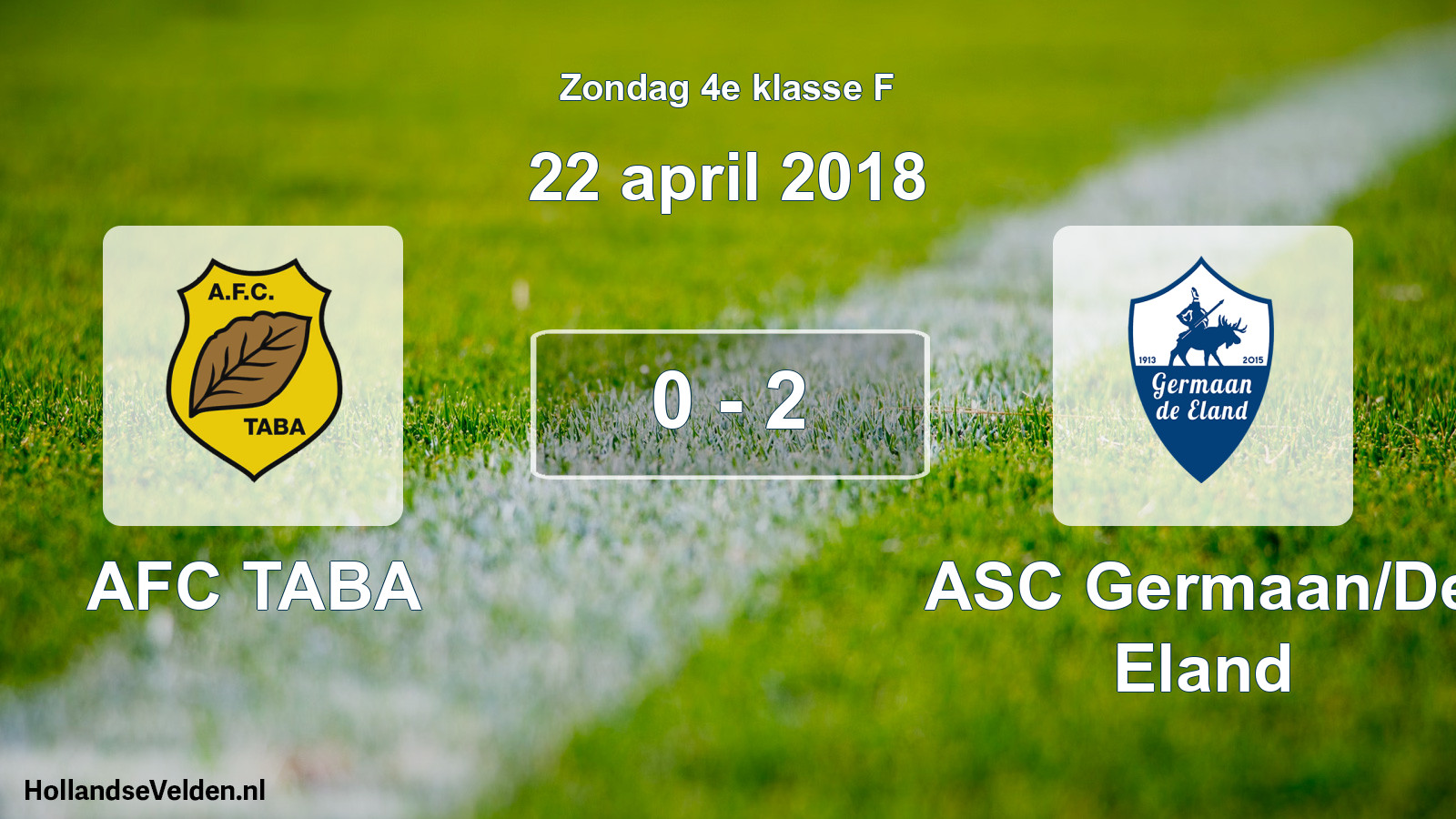 Total number of matches played: AFC TABA - ASC Germaan/De Eland 0 - 2 (22 April 2018)