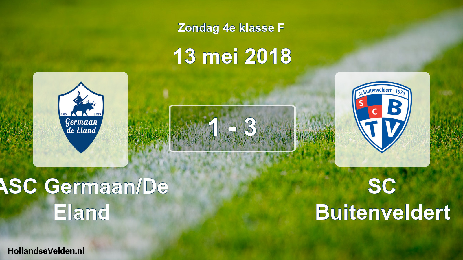 Total number of matches played: ASC Germaan/De Eland - SC Buitenveldert 1 - 3 (13 May 2018)