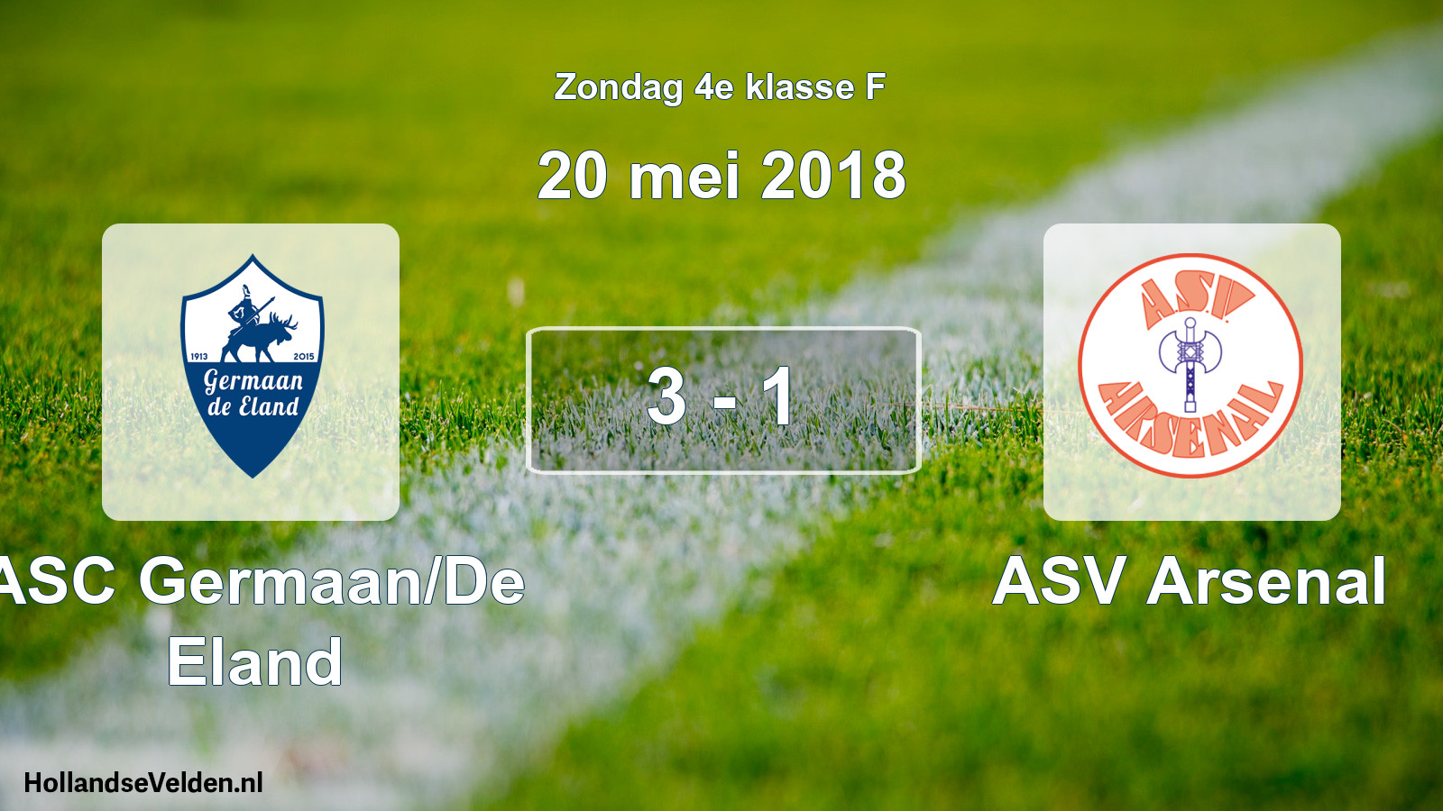 Total number of matches played: ASC Germaan/De Eland - ASV Arsenal 3 - 1 (20 May 2018)