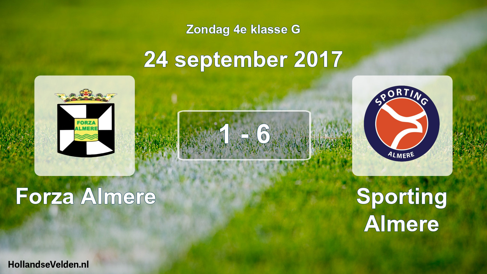 Total number of matches played: Forza Almere - Sporting Almere 1 - 6 (24 September 2017)