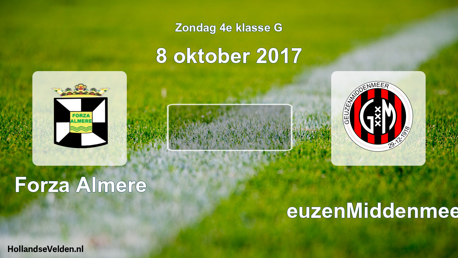 Scheduled Match: Forza Almere - GeuzenMiddenmeer (8 October 2017)