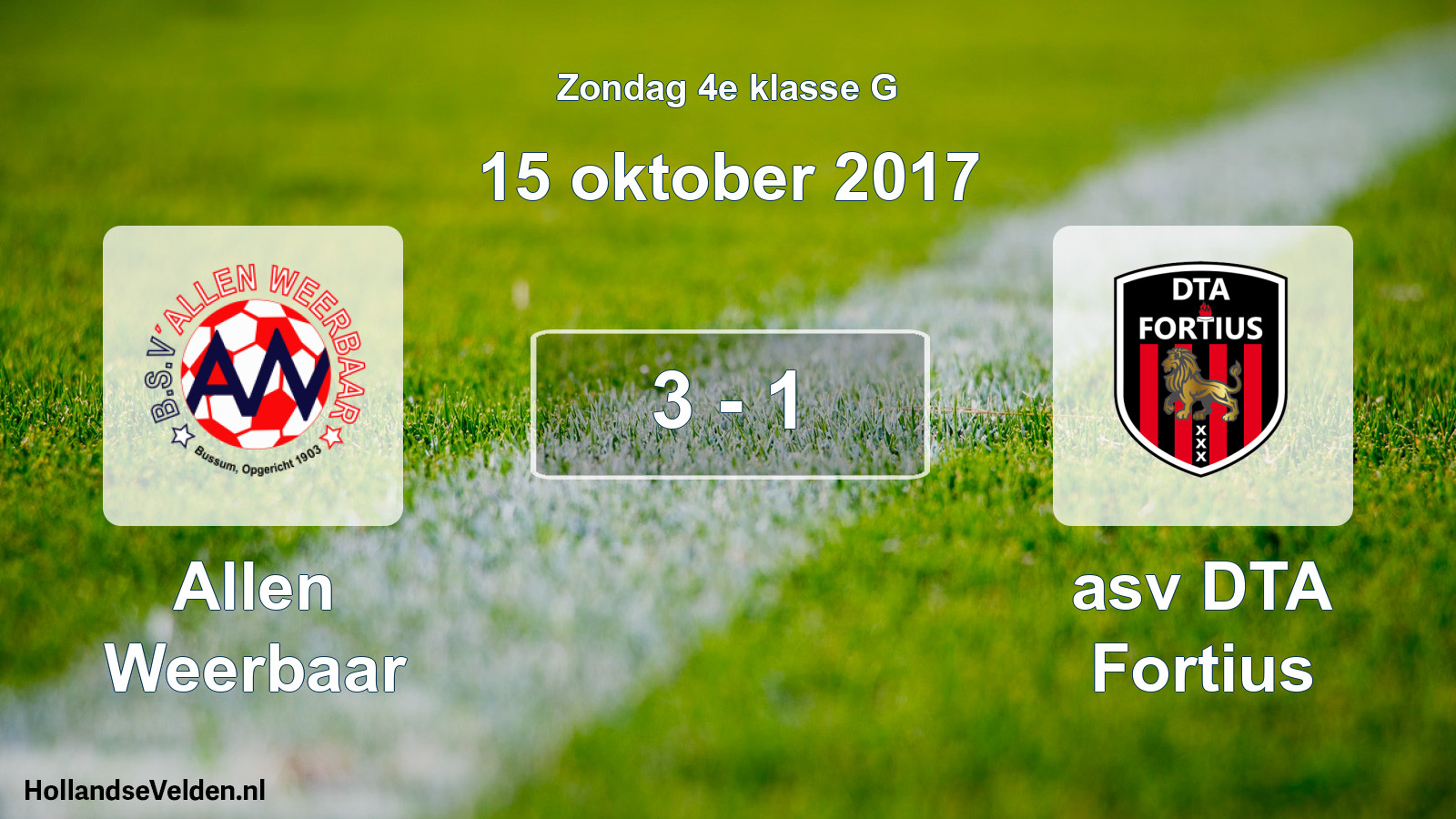 Total number of matches played: Allen Weerbaar - asv DTA Fortius 3 - 1 (15 October 2017)