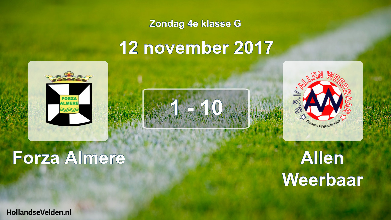 Total number of matches played: Forza Almere - Allen Weerbaar 1 - 10 (12 November 2017)