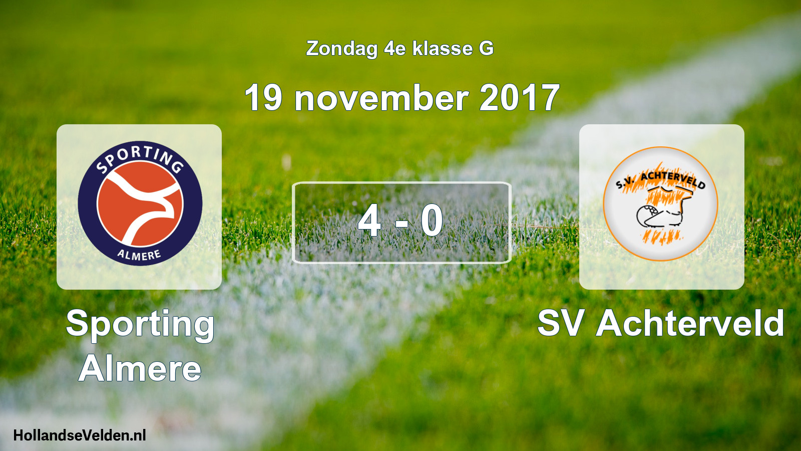 Total number of matches played: Sporting Almere - SV Achterveld 4 - 0 (19 November 2017)