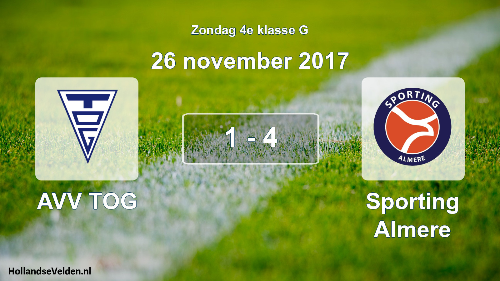 Total number of matches played: AVV TOG - Sporting Almere 1 - 4 (26 November 2017)
