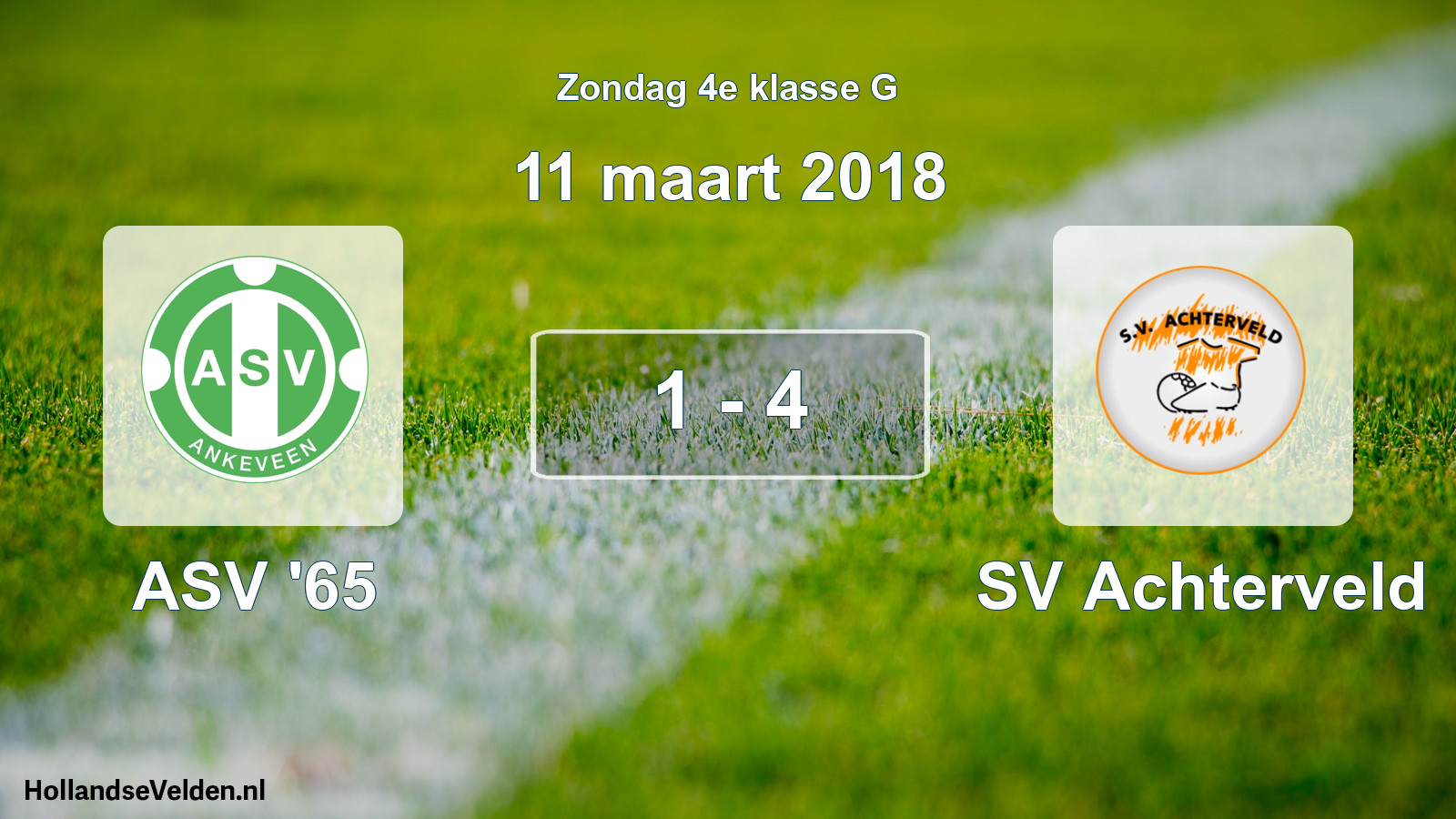 Total number of matches played: ASV '65 - SV Achterveld 1 - 4 (11 March 2018)