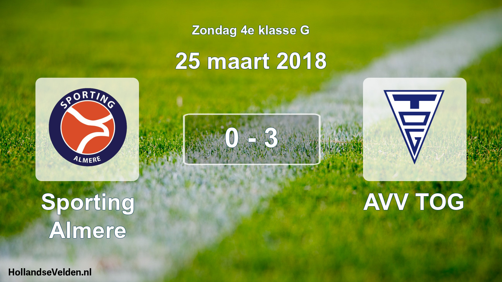 Total number of matches played: Sporting Almere - AVV TOG 0 - 3 (25 March 2018)