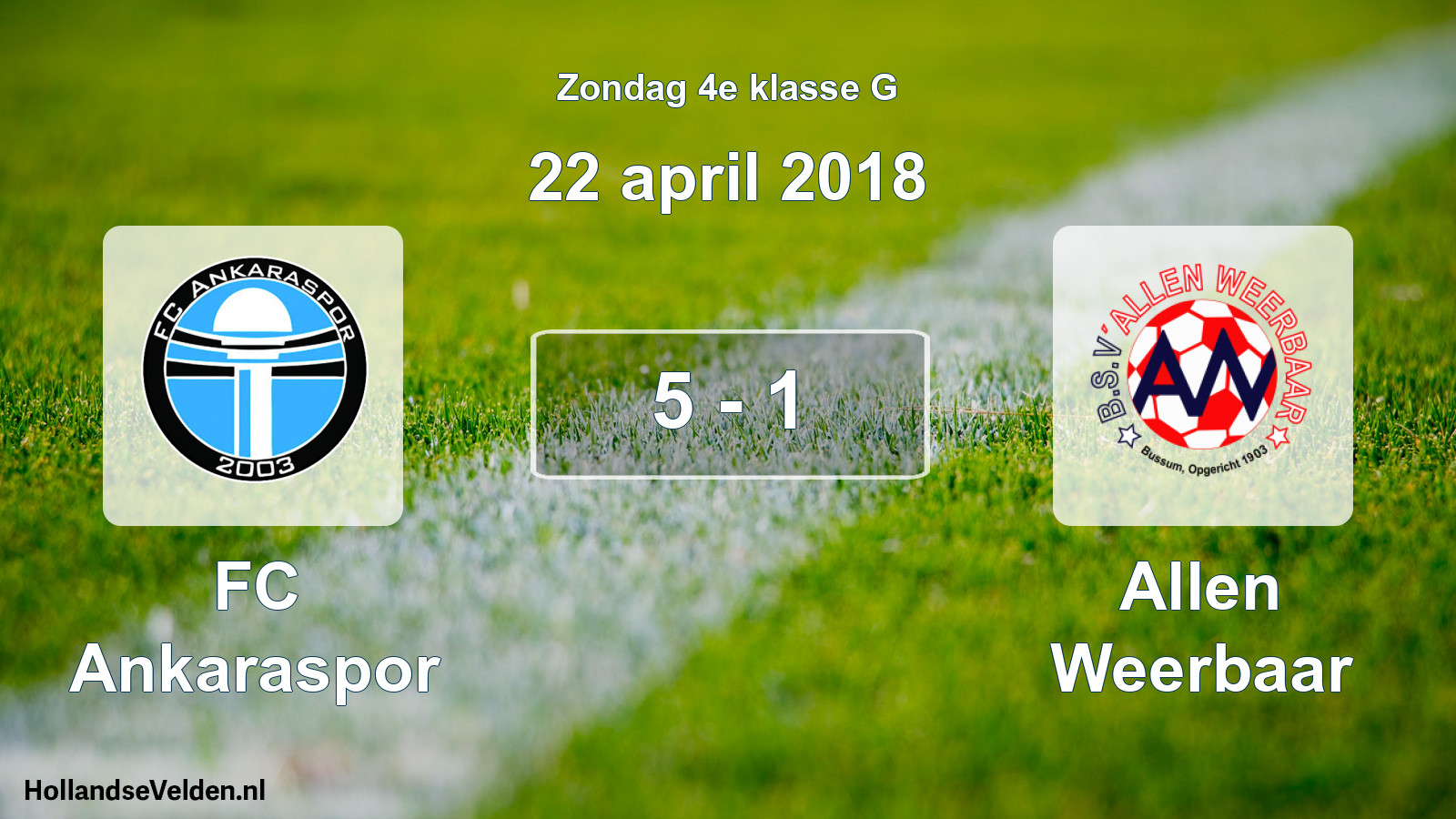 Total number of matches played: FC Ankaraspor - Allen Weerbaar 5 - 1 (22 April 2018)